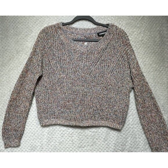 Vintage Express Multicolored sweater Cropped Cutout Y2K Size XS - Picture 1 of 12